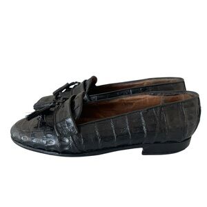 belvedere Rodeo black loafers genuine crocodile skin Sz:9